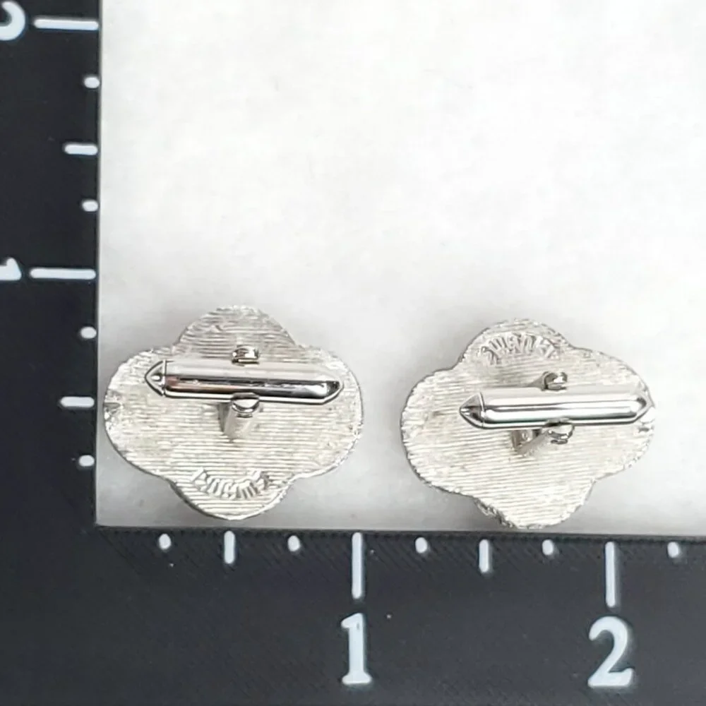 Vintage Swank Rhinestone Cufflinks Silver Tone Blue Sparkles